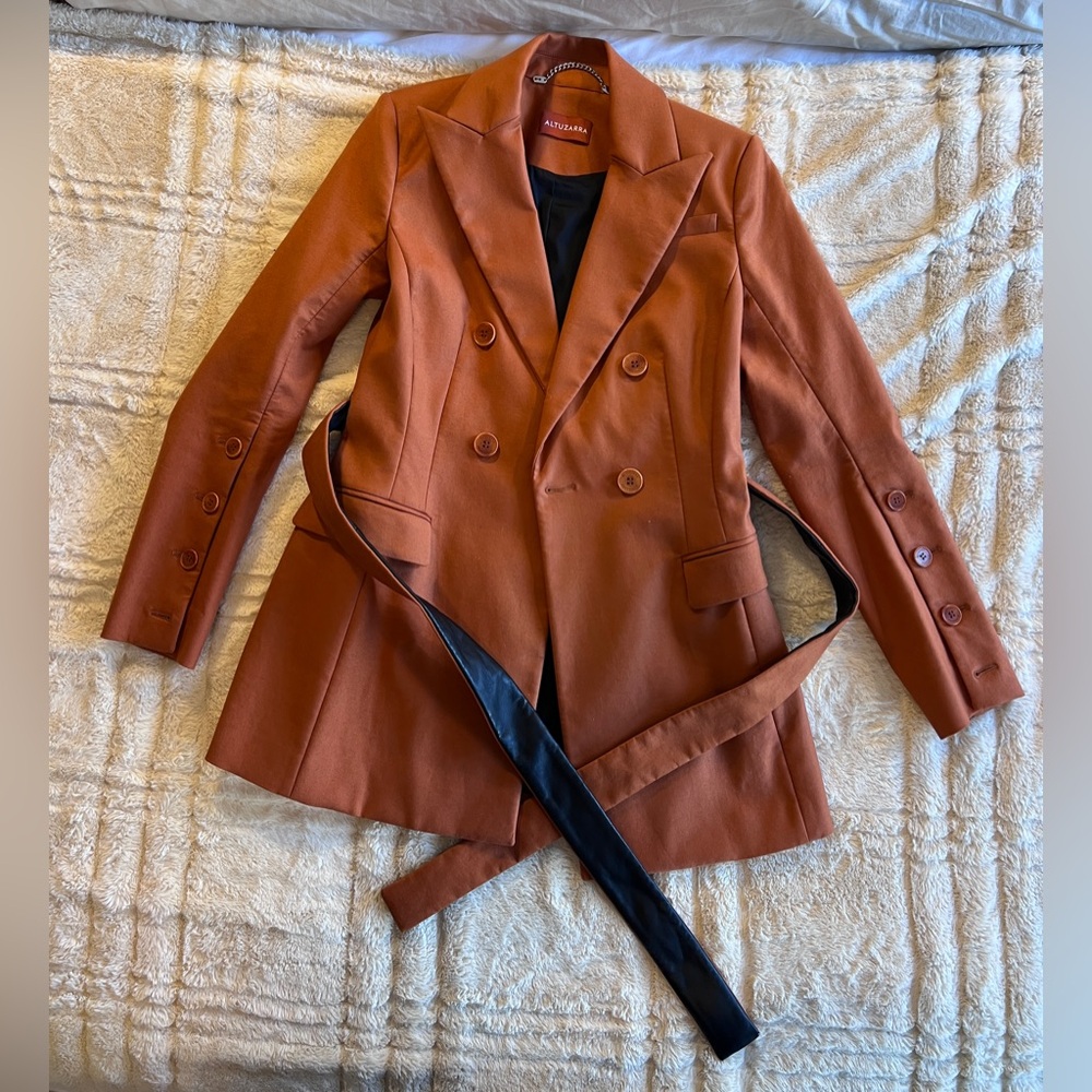 Altuzarra Olivisi Double-Breasted Blazer - SZ 2 - Rust Orange